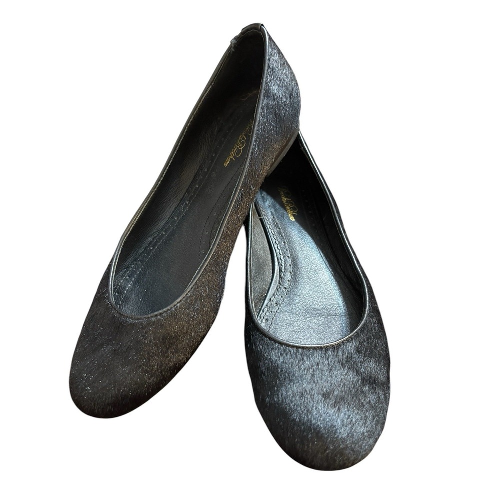 Brooks Brothers Black Hair Calf Flats Shoes Women's Size 8 Classic Ballerina